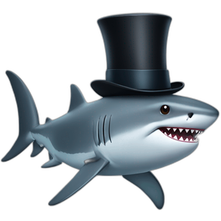 Shark with a top hat emoji