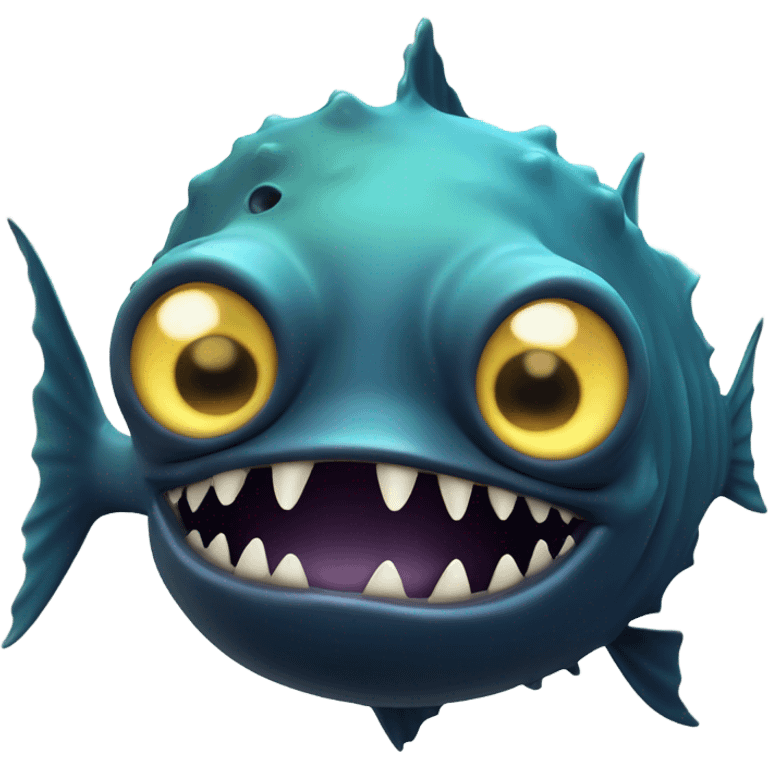 Anglerfish with glowing lure, sharp teeth, and big eyes. emoji