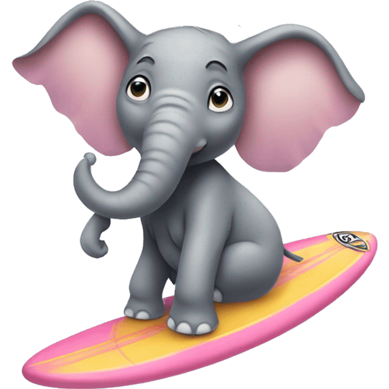 Elephant wearing a tutu riding a surfboard emoji