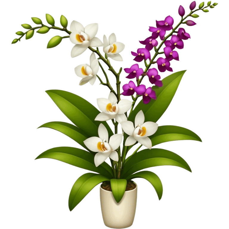 big bouquet Dendrobium Orchid, stem, leaf, more flower emoji