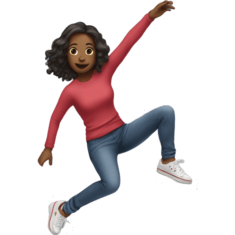 Woman doing kick flip emoji