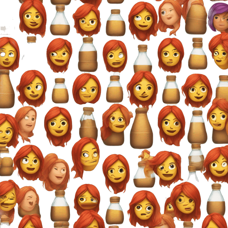 The red-haired woman on the bottle emoji