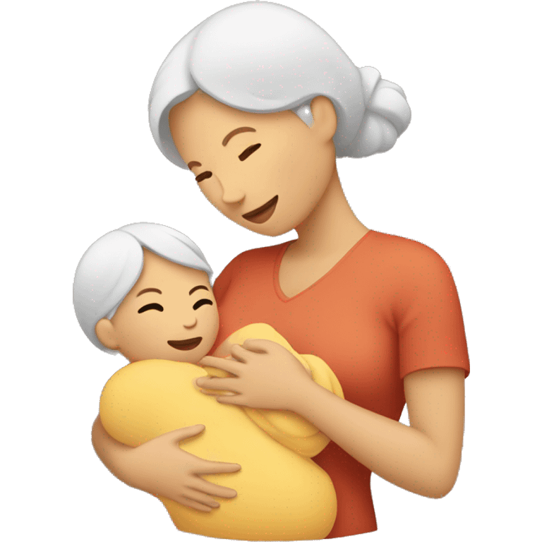 Mom holds the baby in her arms facing each other emoji