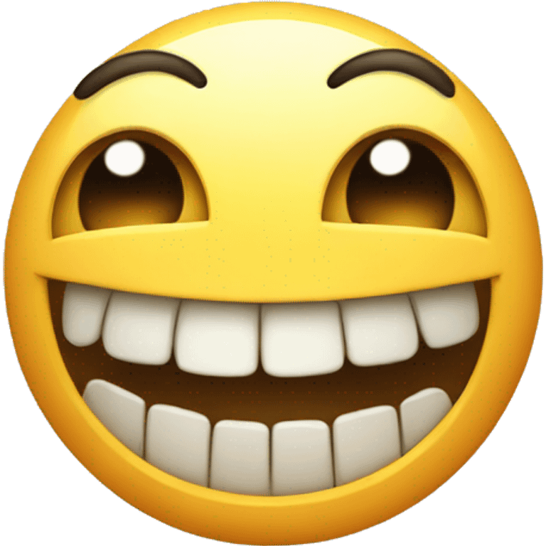 Emoji with hollow eyes and a big, creepy, toothy grin emoji