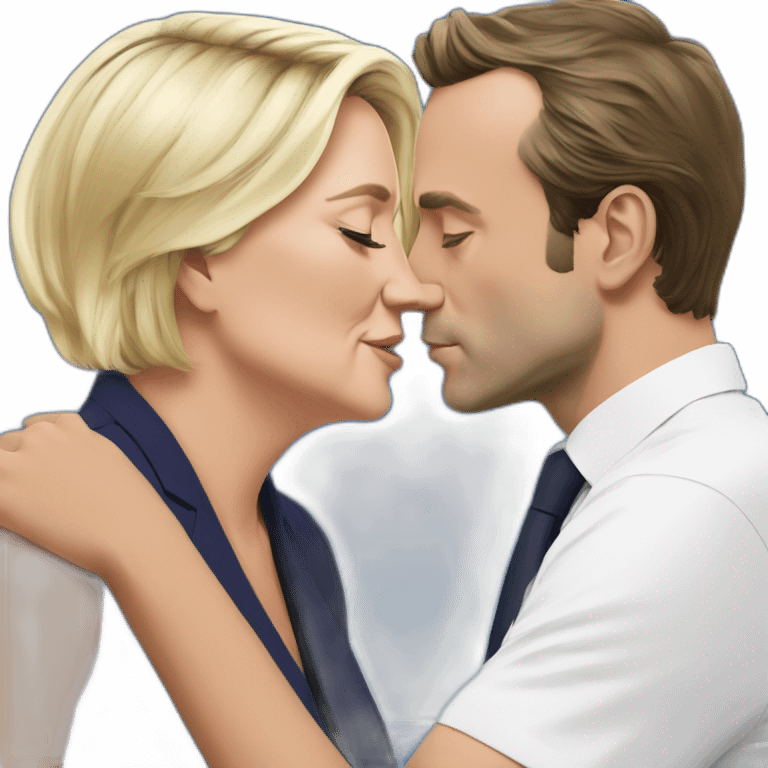 Macron kiss marine le pen emoji