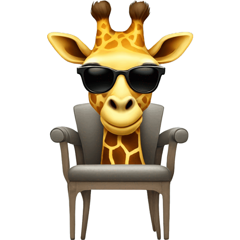 Giraffe with sunglasses sitting on a chair emoji