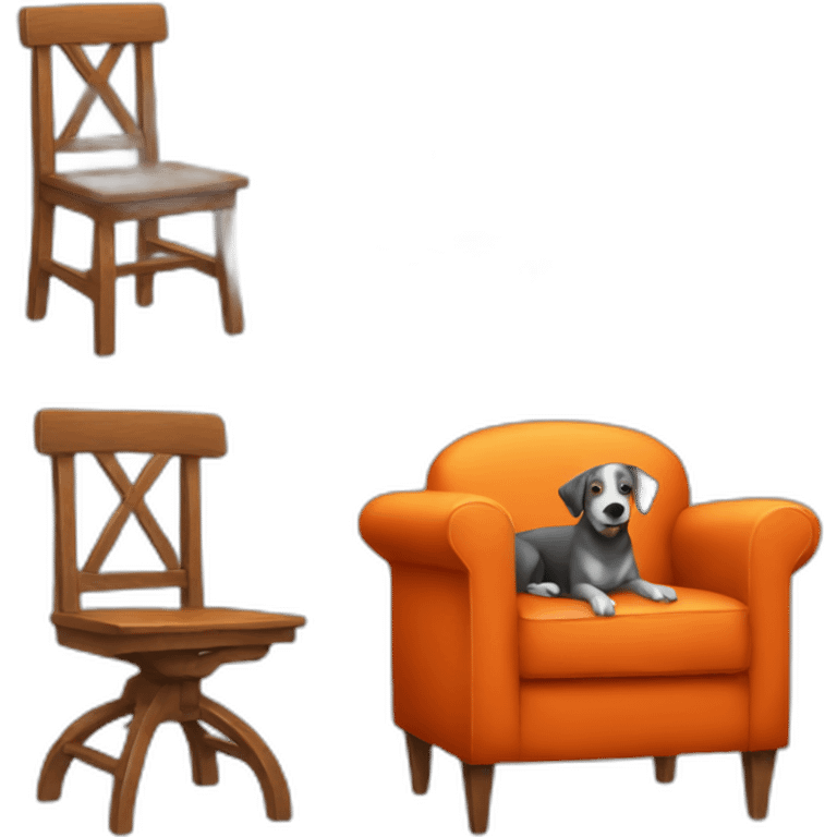 Chair with dog plus fire emoji