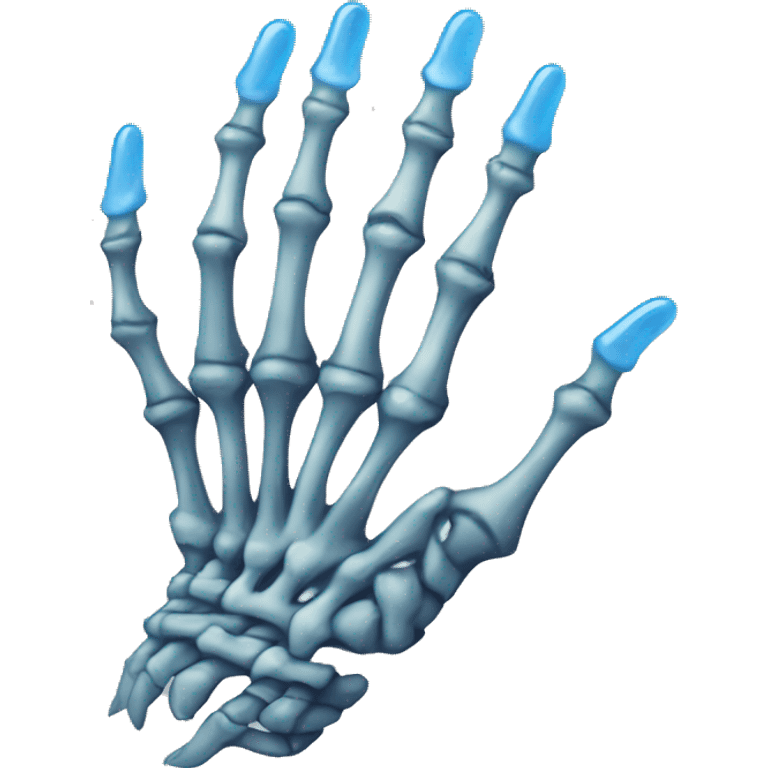 skeleton hand with long blue nails emoji