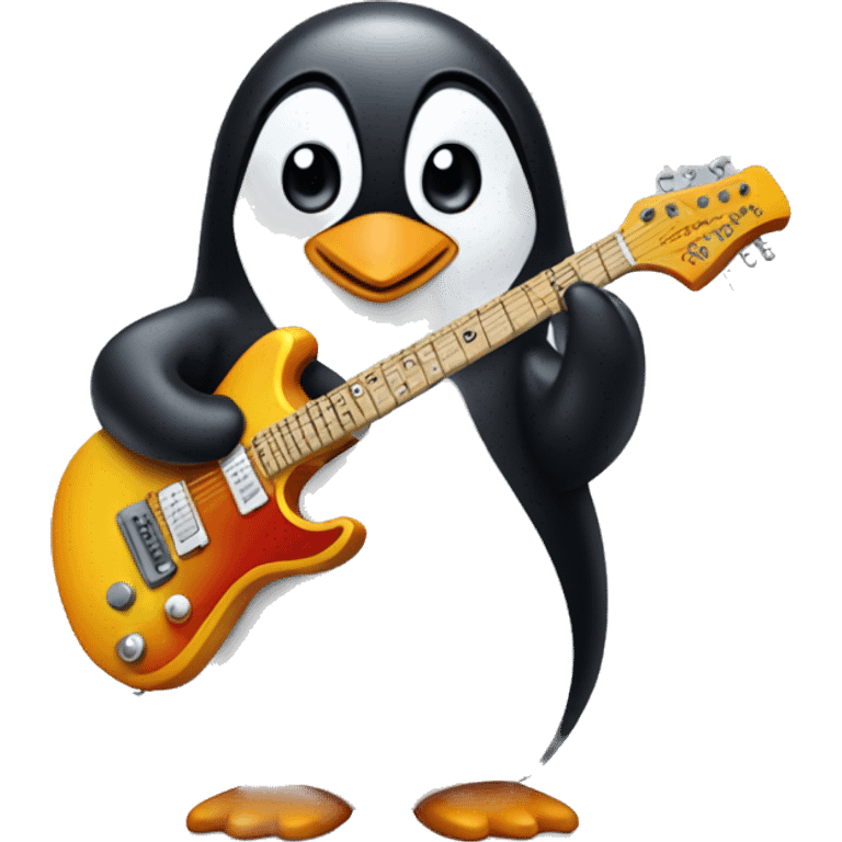 penguin with electric guitar emoji