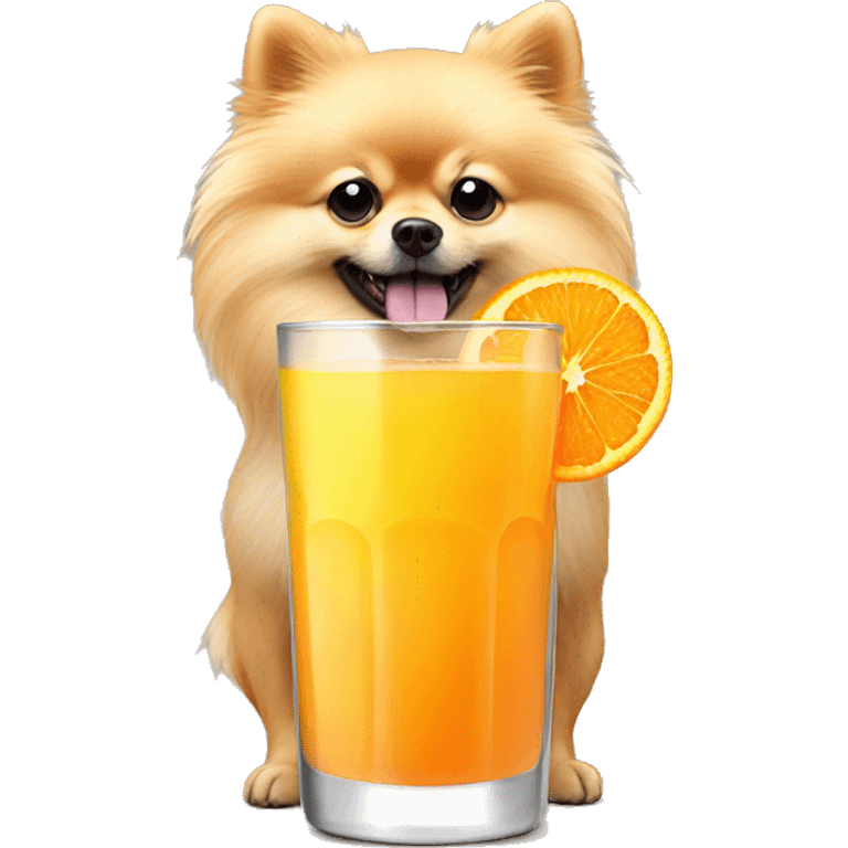 pomeranian drinking orange juice emoji