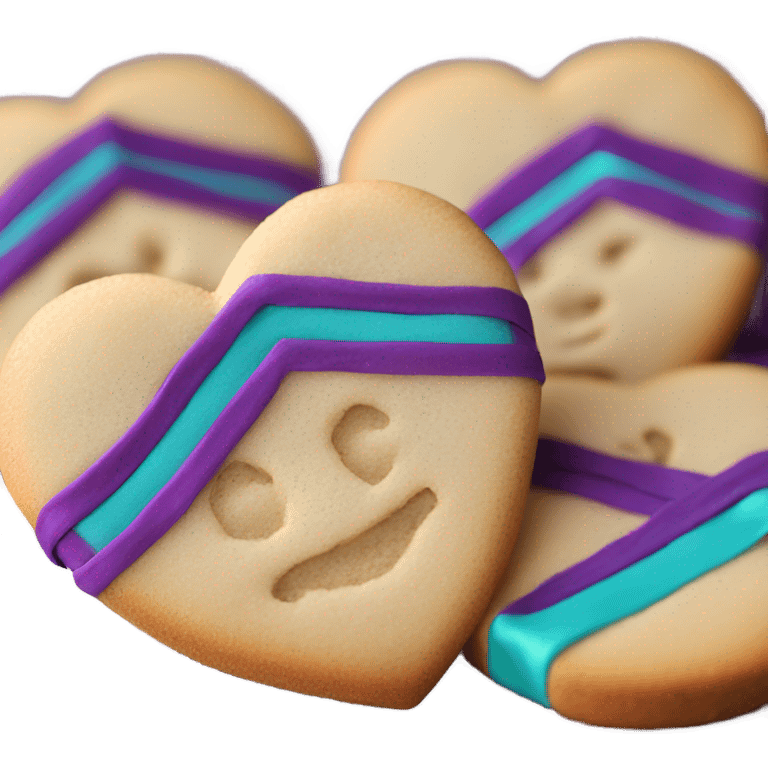 Purple teal Suicide awareness ribbon on heart cookie emoji