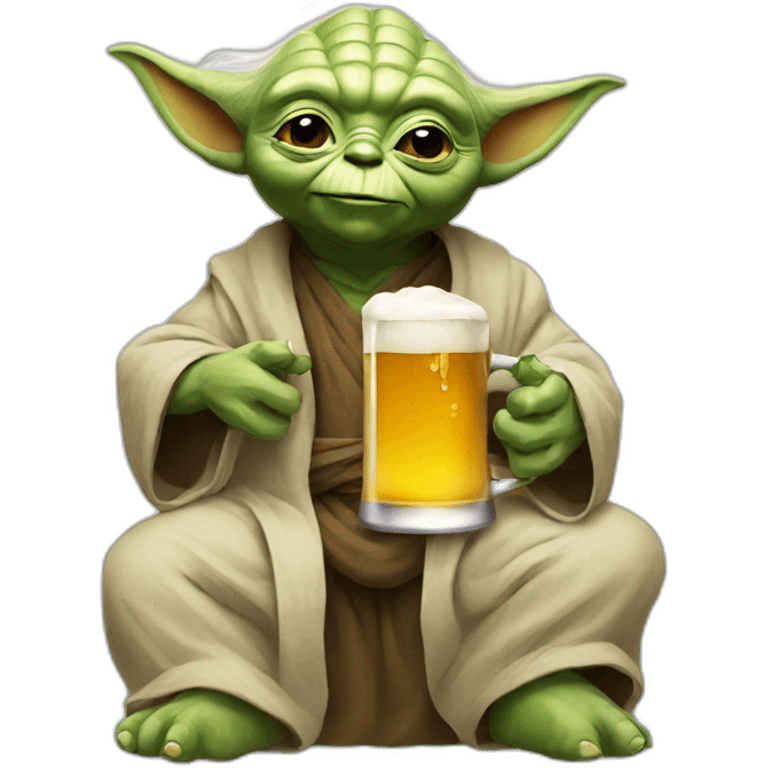 Yoda with beer emoji