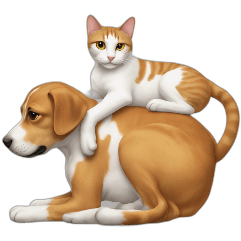 Cat on dog emoji