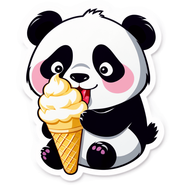 Panda eating ice cream emoji