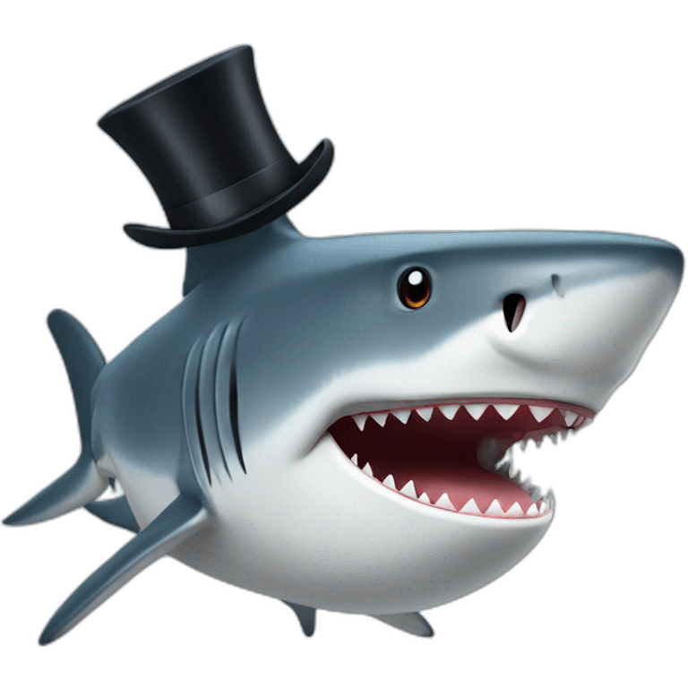 Shark with a top hat emoji