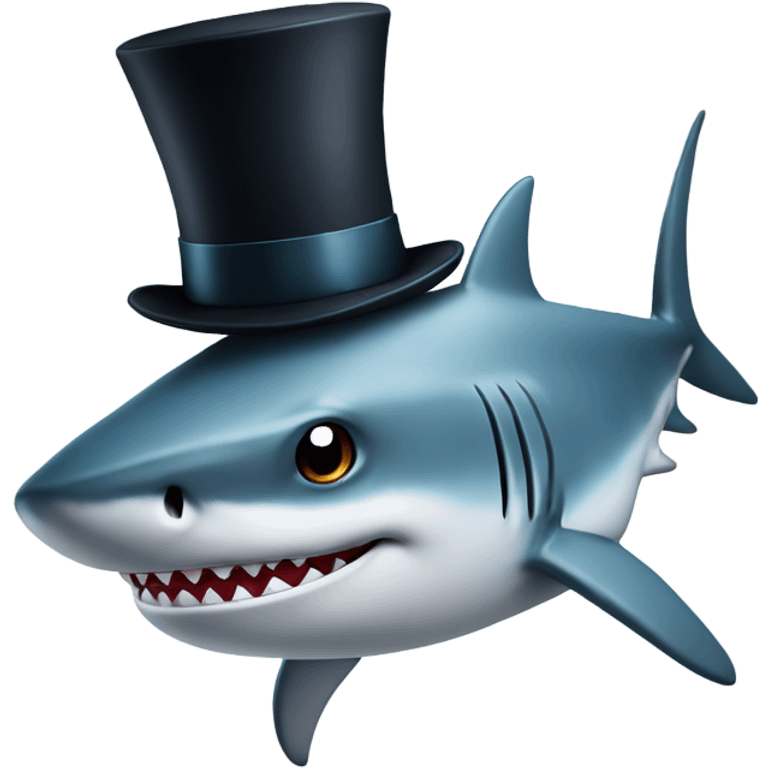 Shark with a top hat emoji