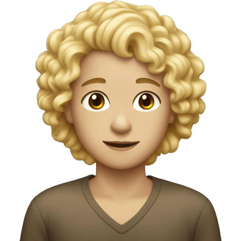 blonde girl and boy with curly hair  emoji