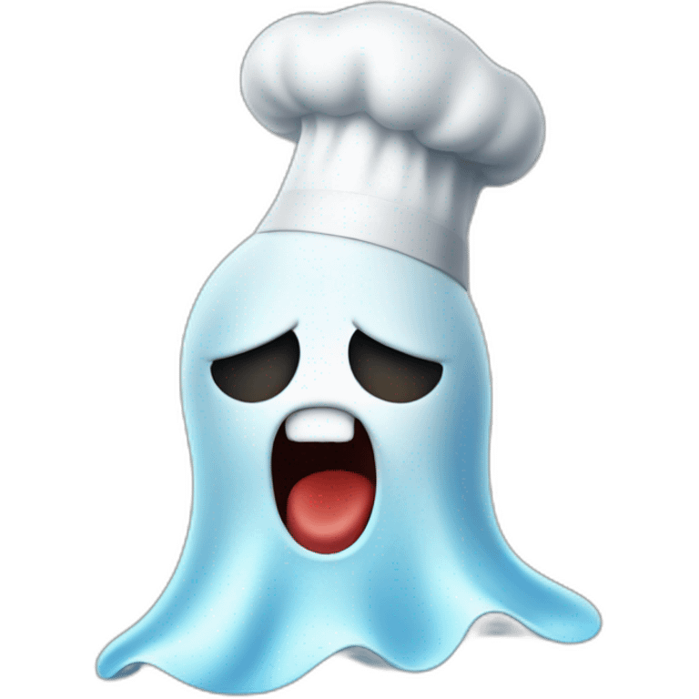 ghost with chef hat blowing a kiss emoji