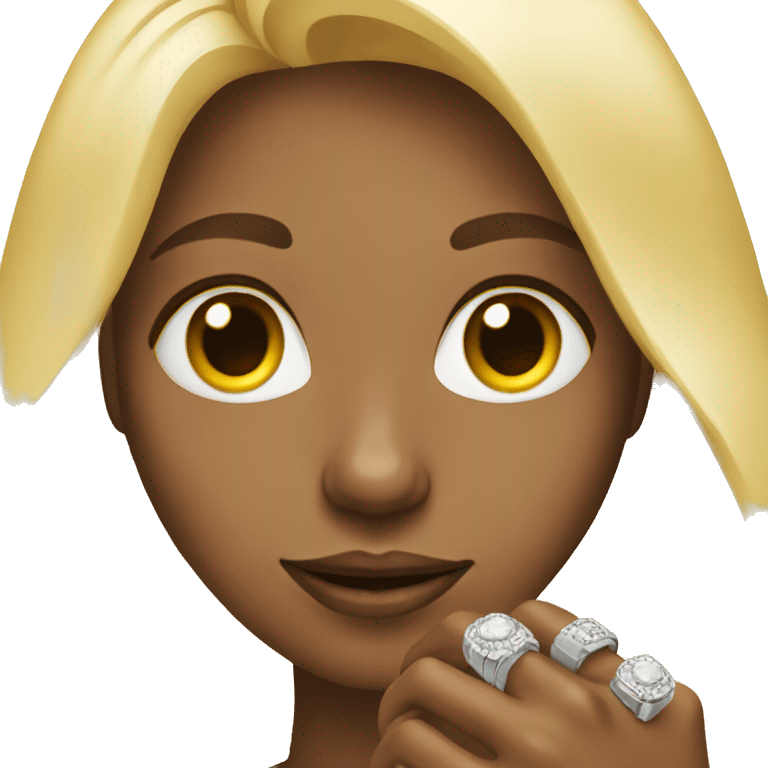 blonde girl with ring emoji