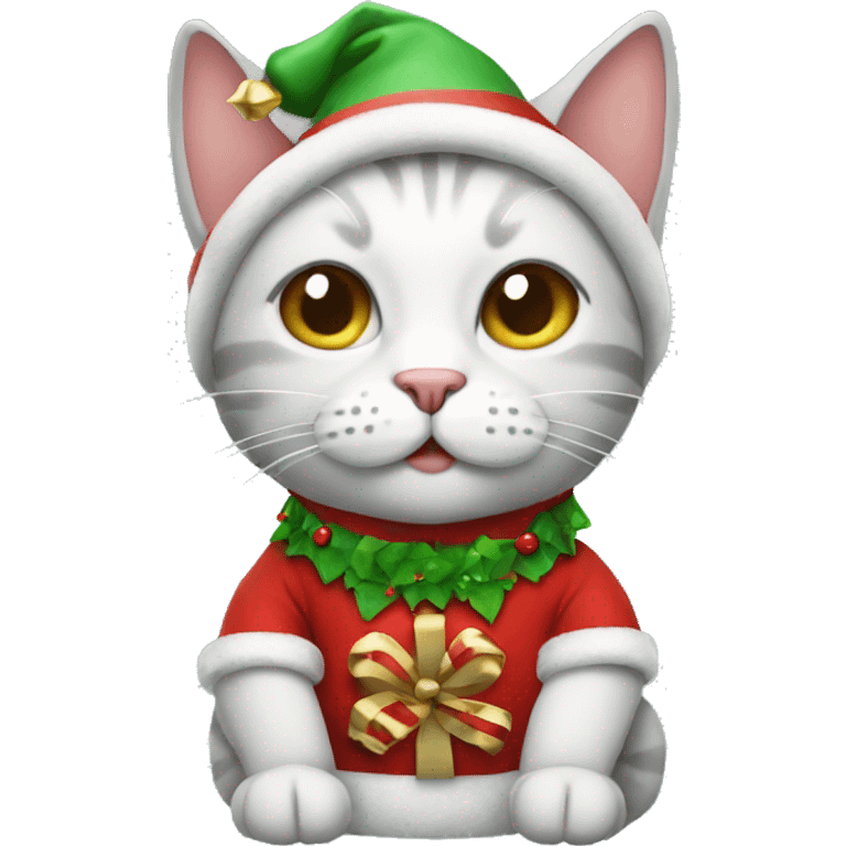 Cat wearing Christmas costume emoji