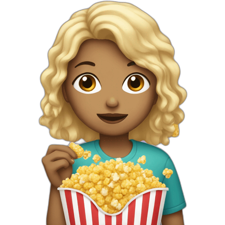 Girl eating pop corn emoji