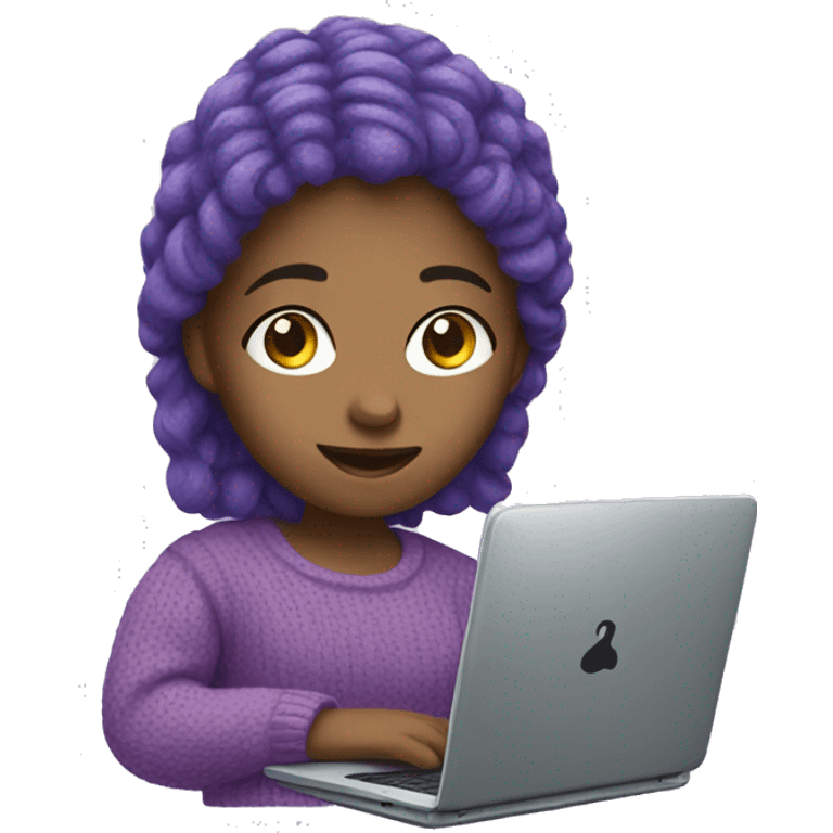 Girl with a laptop and violet sweater  emoji