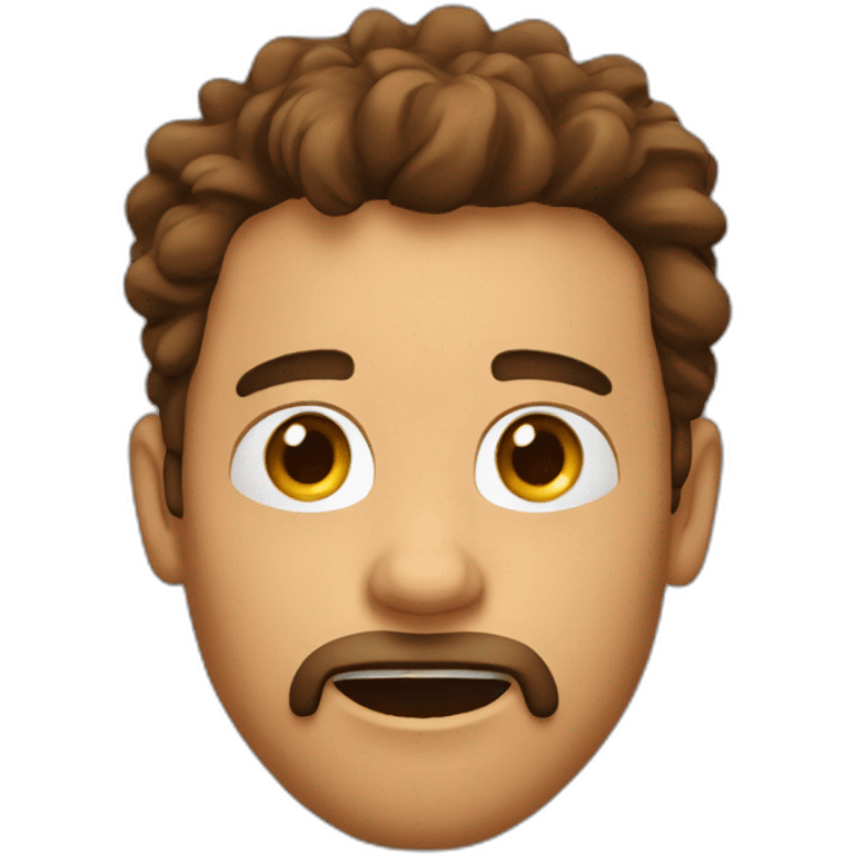 Amazed person, tanned guy, brown shaggy hair, goatee, pierced nose emoji