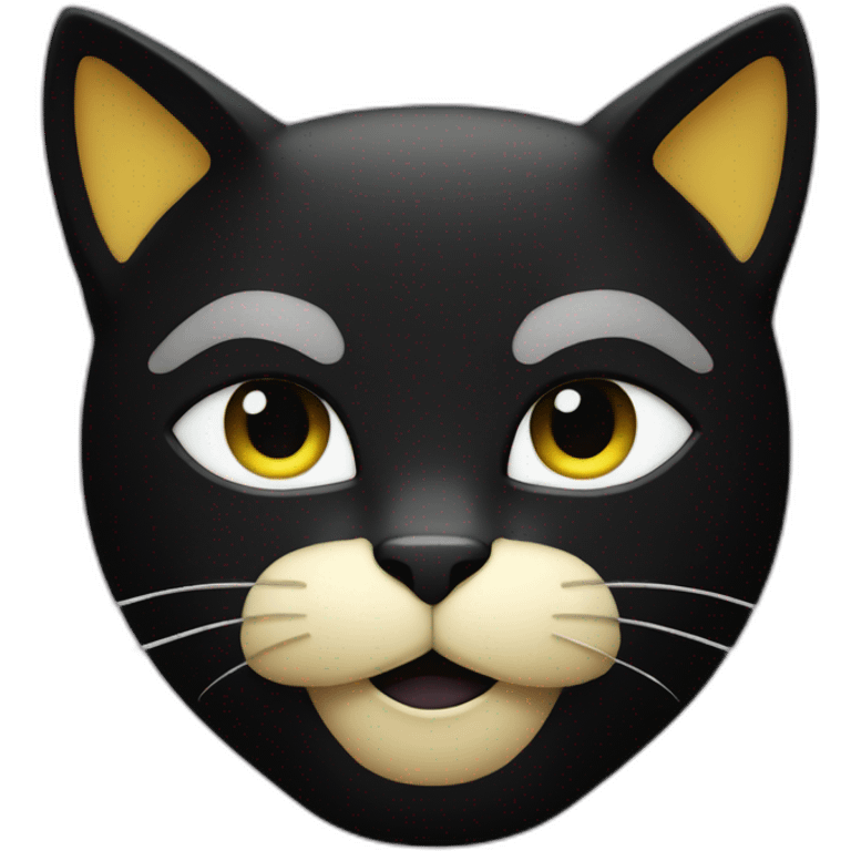 Chat noir avec une tâche blanche au coup emoji