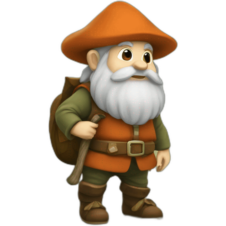 a dwarf in the woods searching for mushrooms emoji