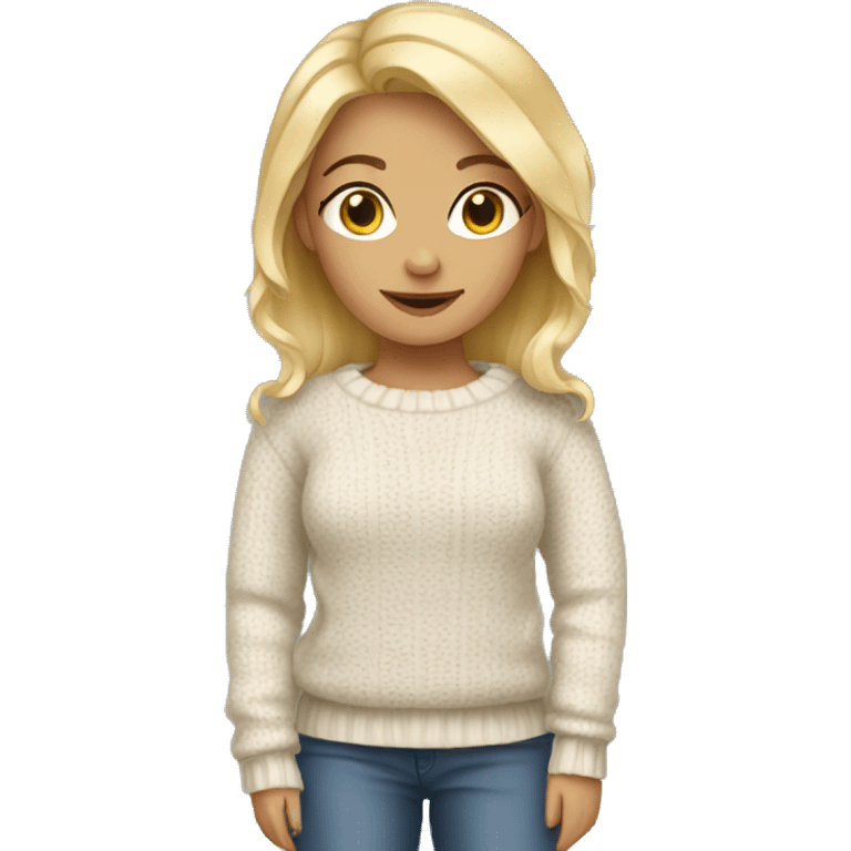 blonde girl in cozy sweater emoji