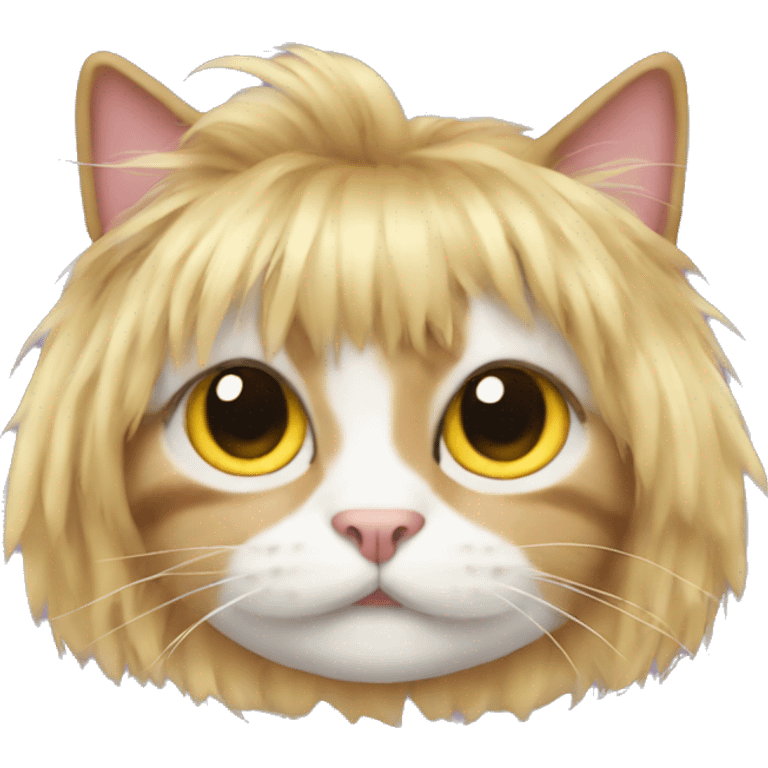 Cat wearing a wig emoji