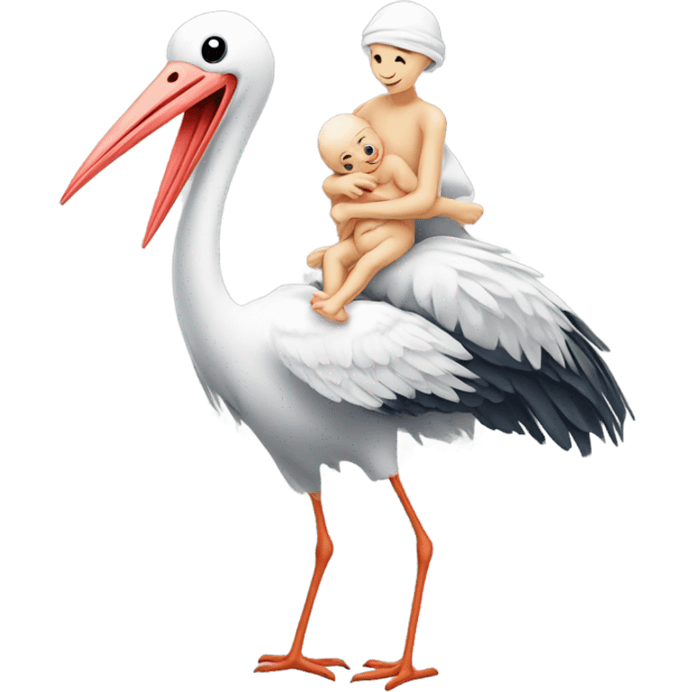 Stork with baby emoji