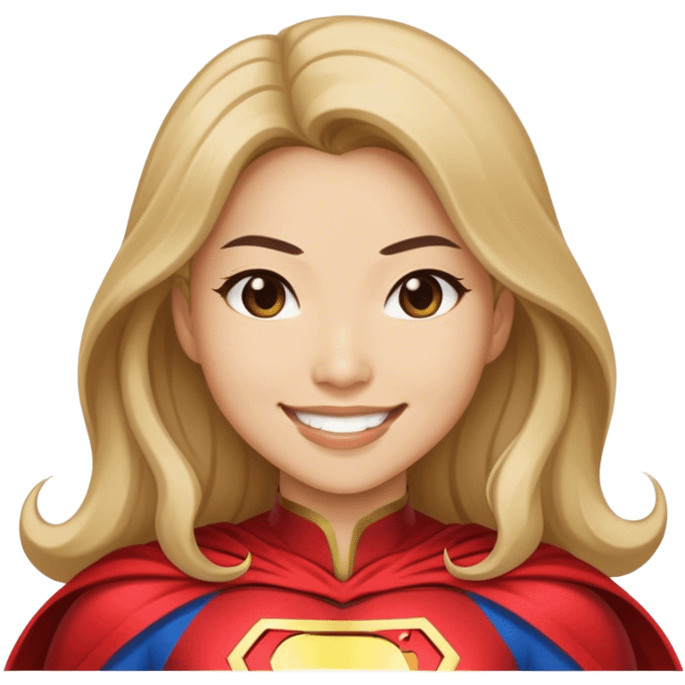 Asian superhero wife with long b dark blonde hair light skin smiling emoji