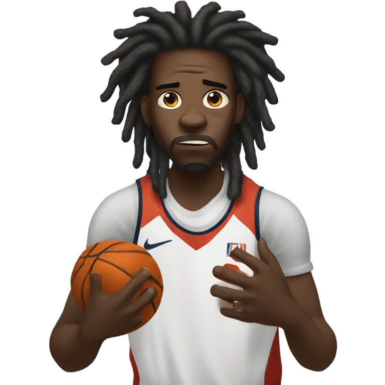 Black man with dreads scared to shoot a basketball  emoji