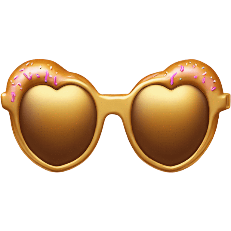 sugar glazed donut heart shaped with gold chrome sunglasses emoji