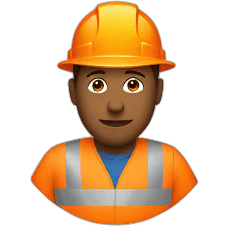 construction worker with orange construction cone logo on his hat emoji