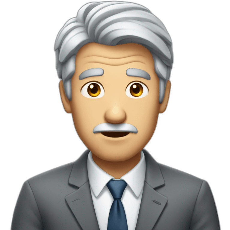 grey haired man, in grey suit, looking shocked emoji