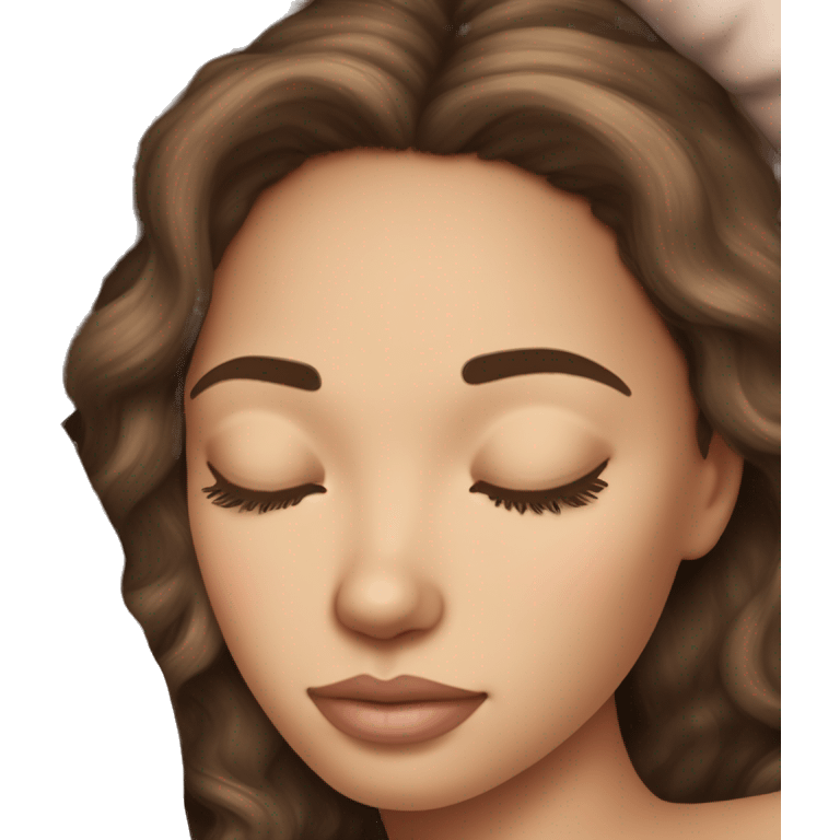 pretty light skinned brunette girl sleeping with thick moisturiser under her closed eyes soft textures no background emoji