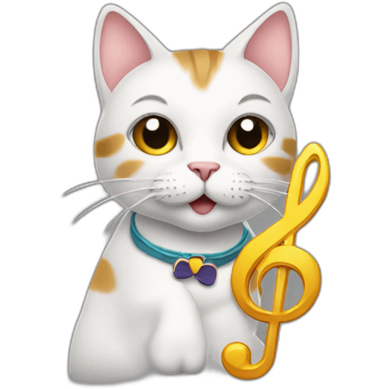 Cat holding a music note emoji