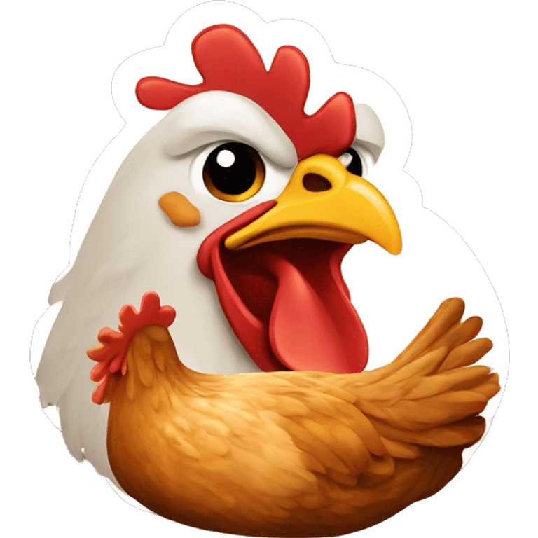 a chicken eating fried chicken emoji