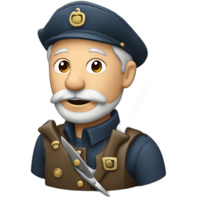 An bold old seaman man with scissors emoji