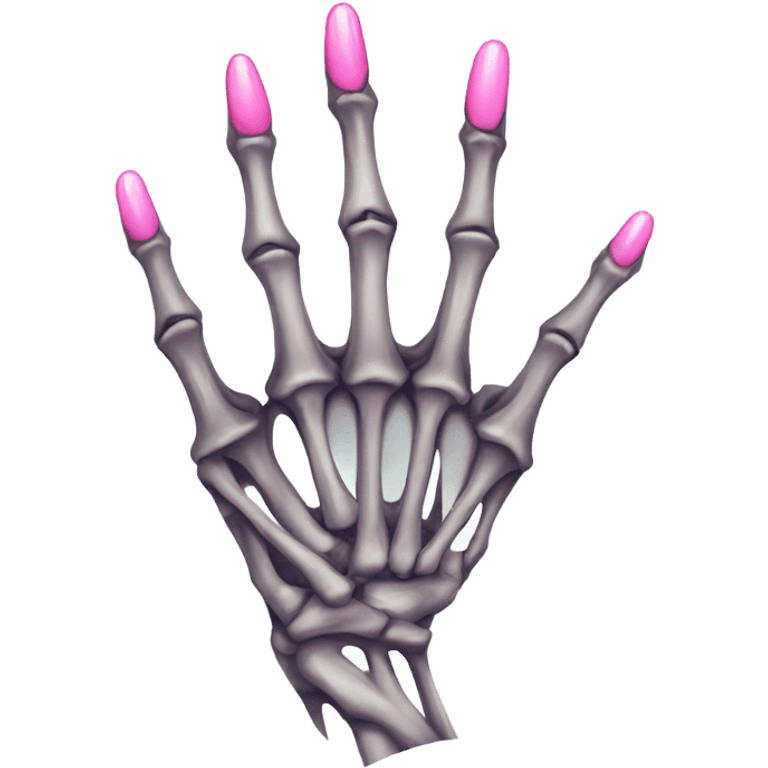 skeleton hand with long pink nails emoji