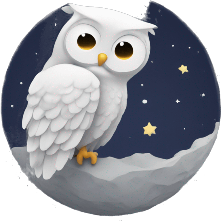 Owl taking a nap on the moon emoji