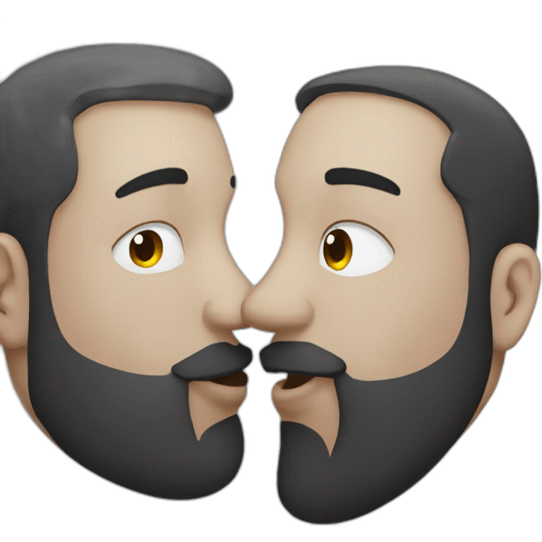 Man with beard kissing a chubby man emoji