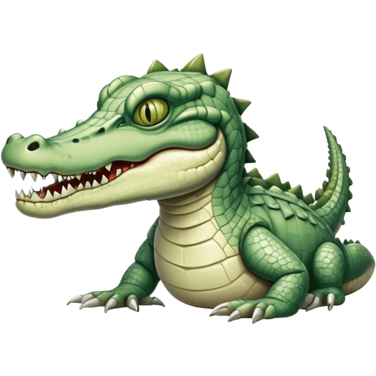 zombie monstrous pale skinned decaying greenish white alligator, vicious, boss monster emoji