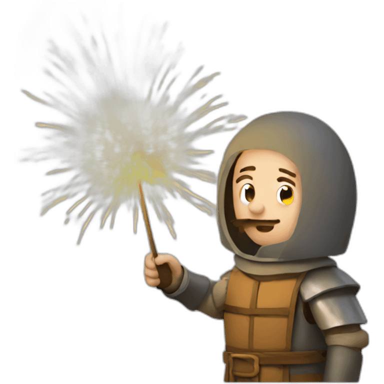 medieval Pyrotechnician seeing some fireworks go off in front of him emoji