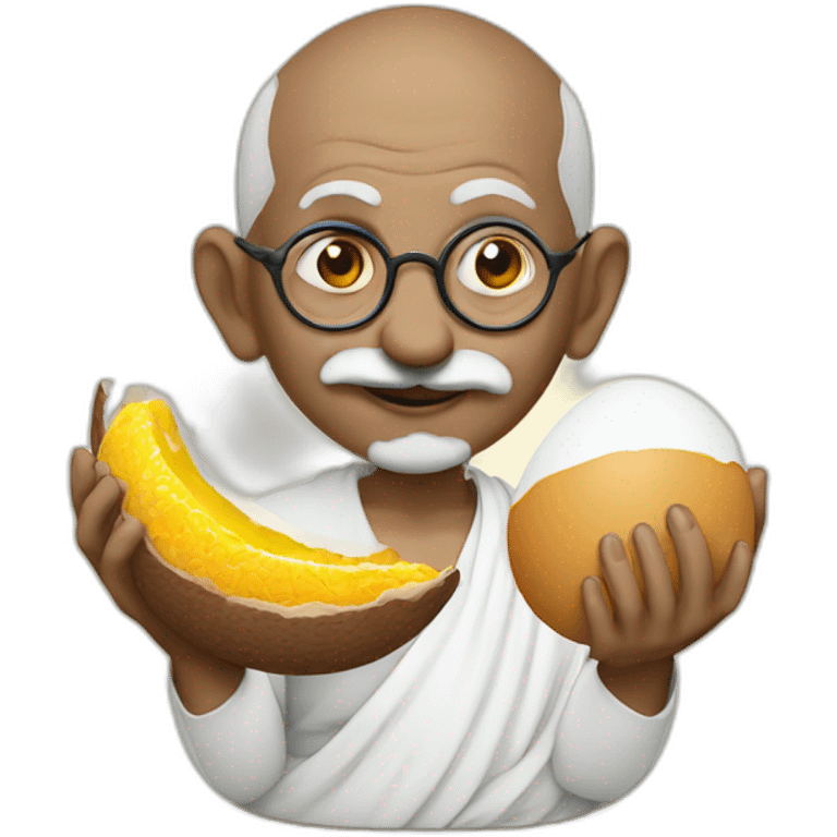 Gandhi eating a big egg emoji