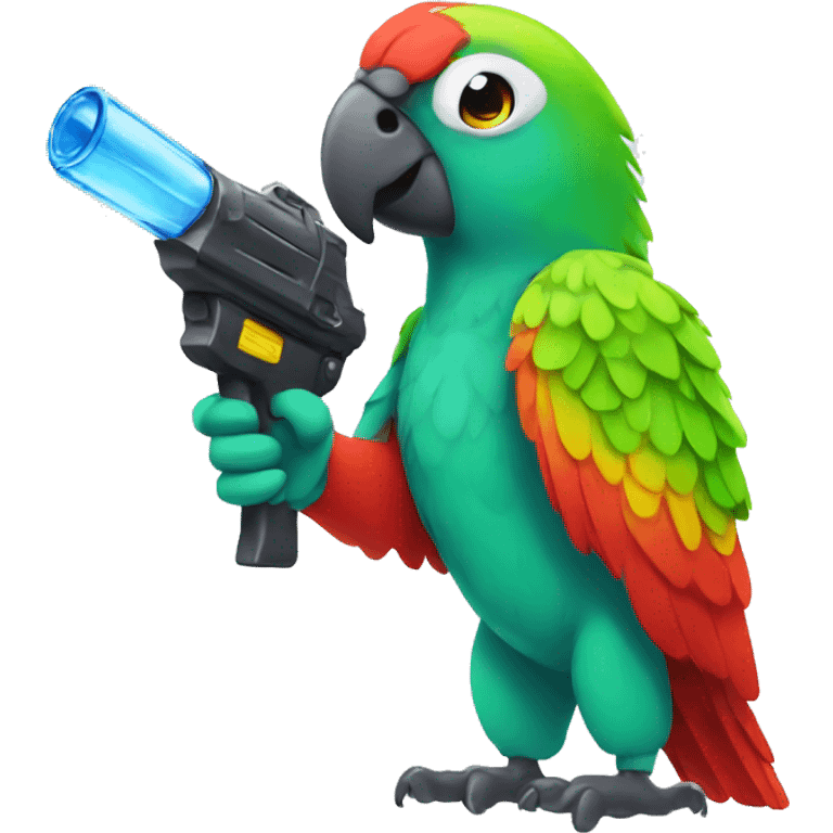 Parrot holding a water gun emoji