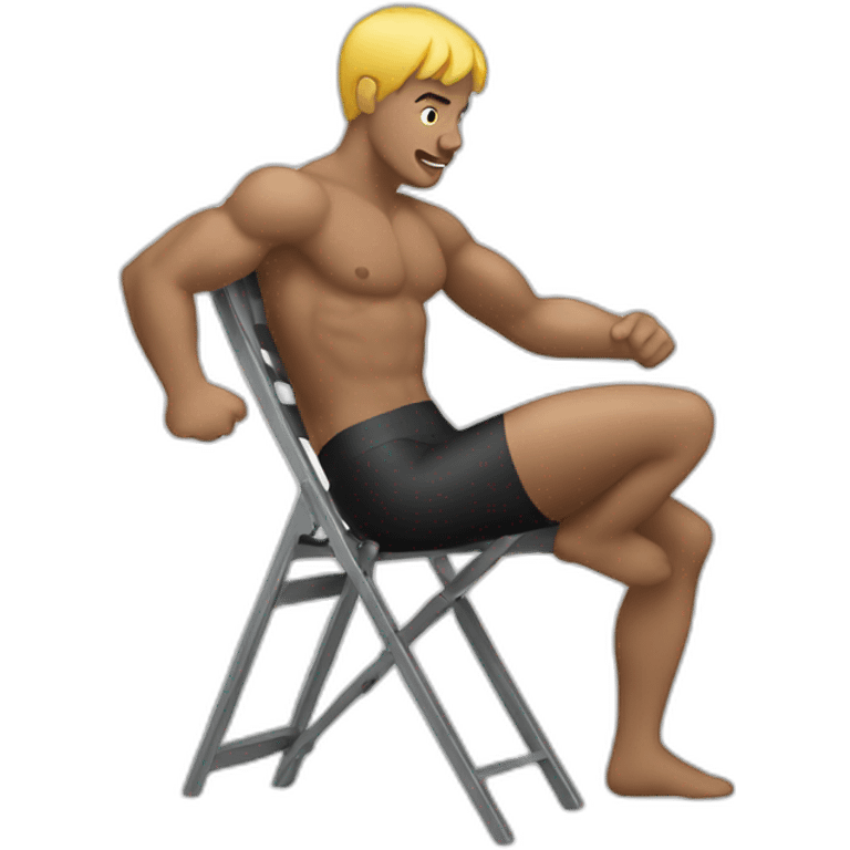 A wrestler swinging a steel folding chair emoji