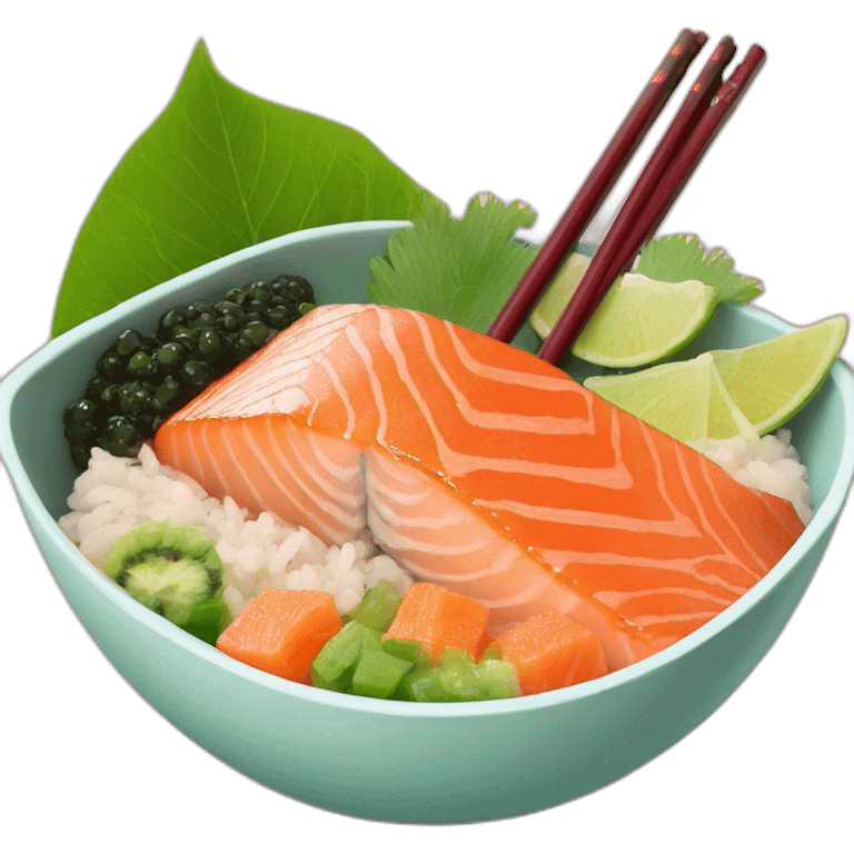 Salmon Poke bowl with chopsticks emoji